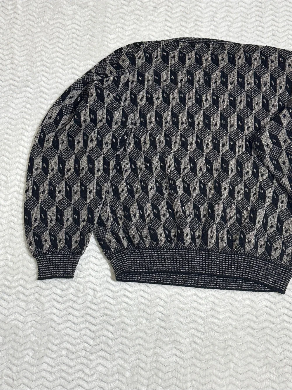 Vintage Area by Tag Mens Size L Geometric Grandpa Crewneck Sweater Made In USA
